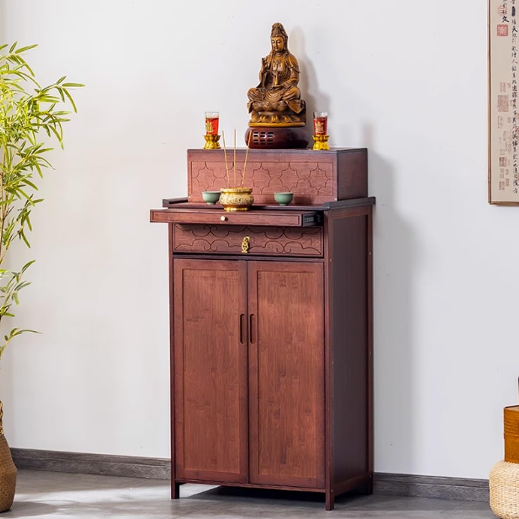 Niche de Bouddha chinoise en bambou pour créer un coin méditation et yoga zen dans votre salon