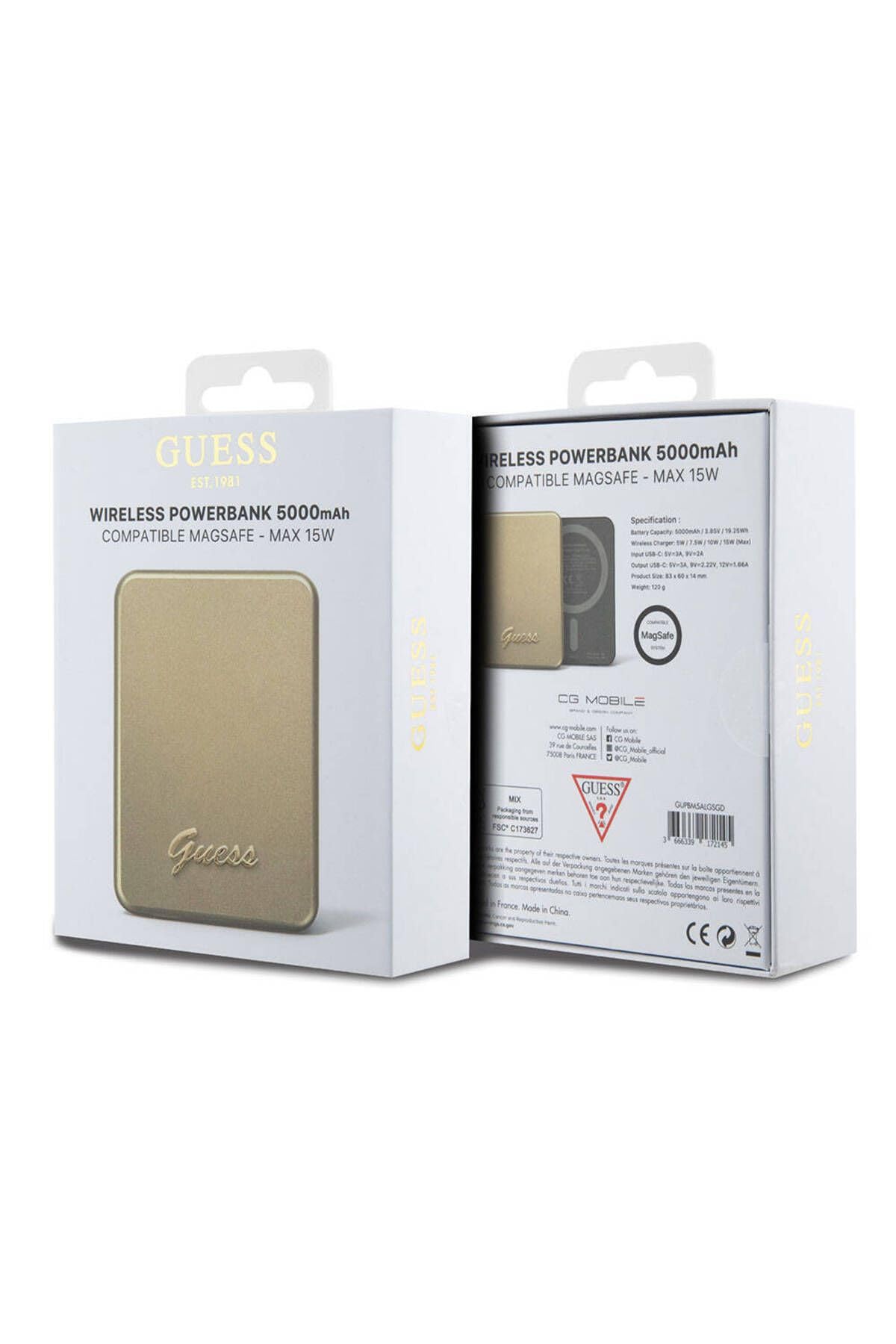 Batería externa Magsafe con licencia con función de carga de metal con logotipo 5000mAh 15W dorado