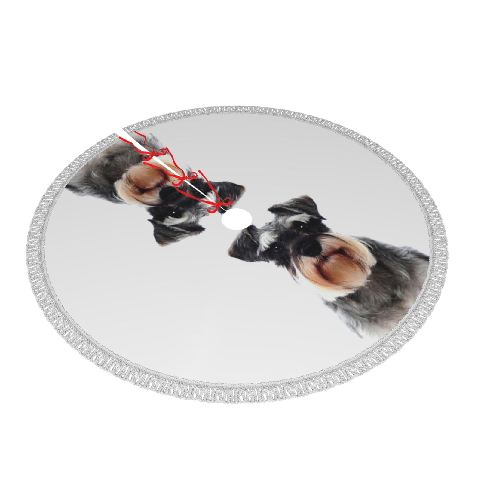 Weihnachtsbaumdecke mit Aufschrift "Well Behaved Dog", bedruckte Polyester-Quaste, Weihnachtsdekoration