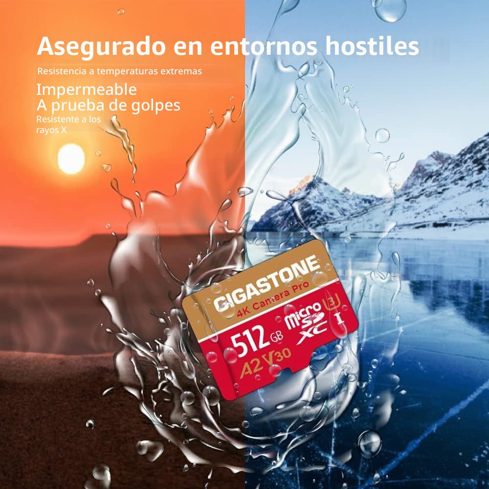 [Recuperación de Datos Gratuita de 5 años] Tarjeta Micro SD Gigastone de 512 GB, grabación de Video 4K para GoPro, cámara de acción, dji, Drone, Nintendo Switch, R/W hasta 100/60 MB/s Tarjeta de