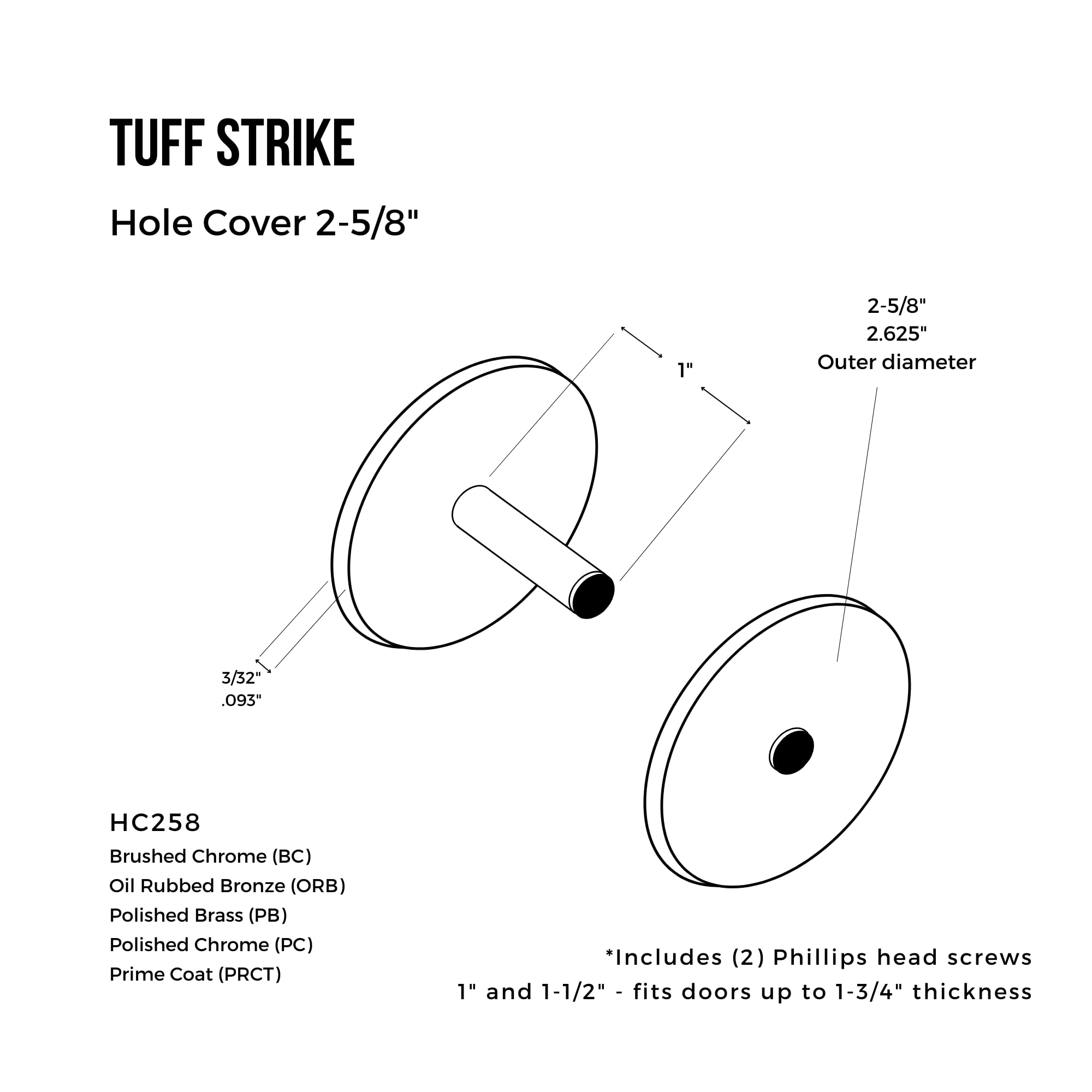 Door Knob Cover Plate - No Show Screws -2
