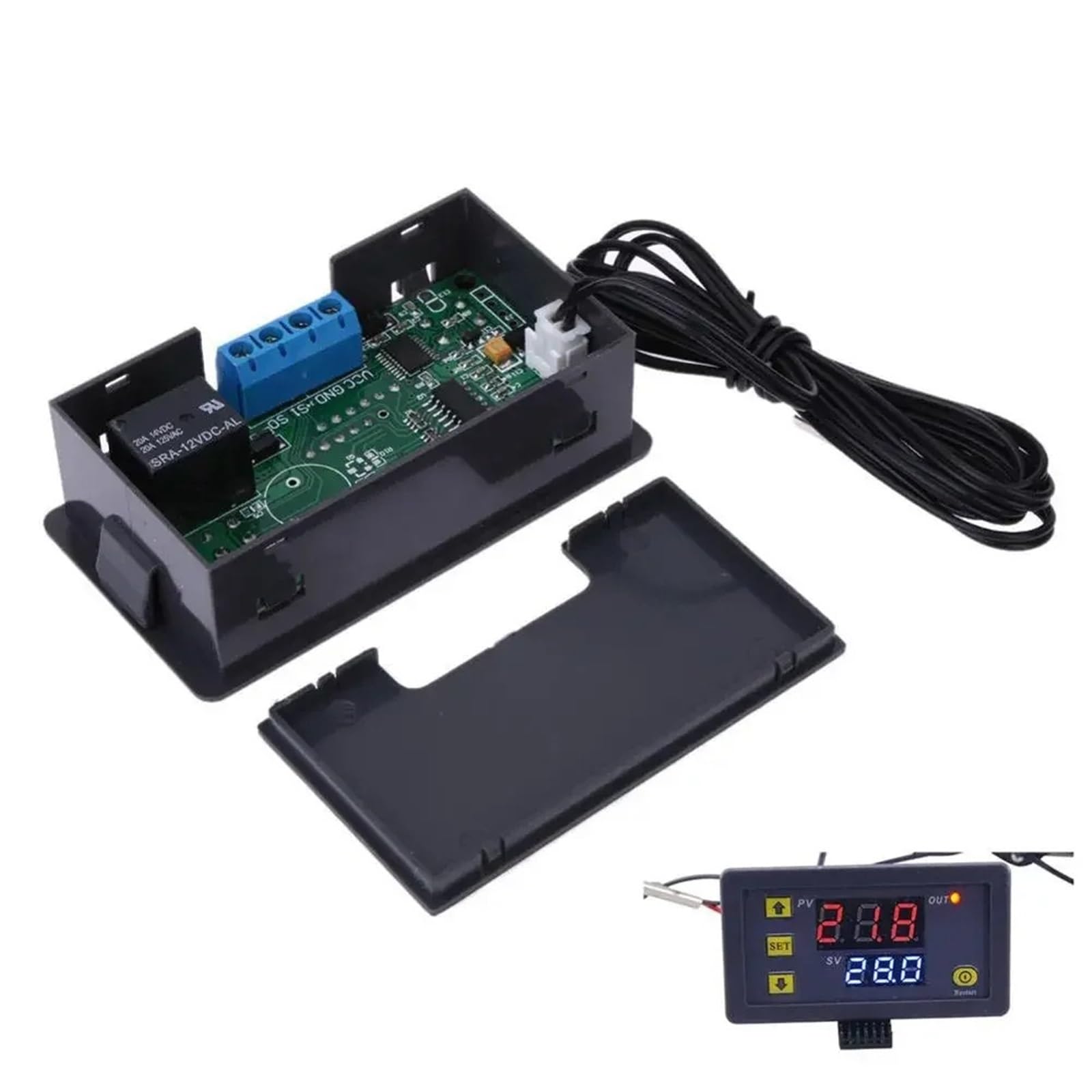 W3230 12V 24V AC110-220V Sonda linea 20A Controllo temperatura digitale Display LED Termostato con strumento di controllo calore/raffreddamento(DC24V)
