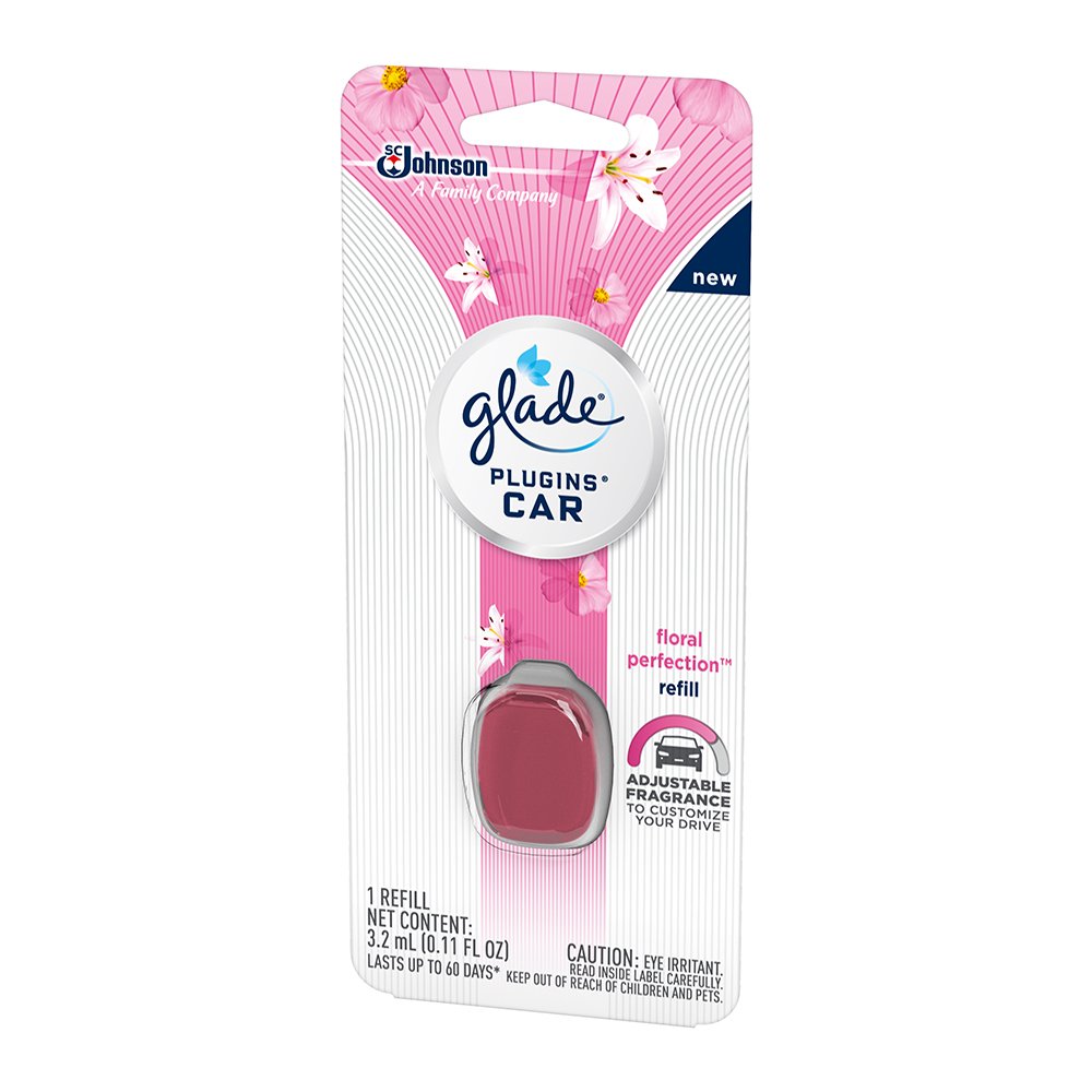 Glade Plugins Car Air Freshener Refill, Floral Perfection, 0.11 Fl. Oz