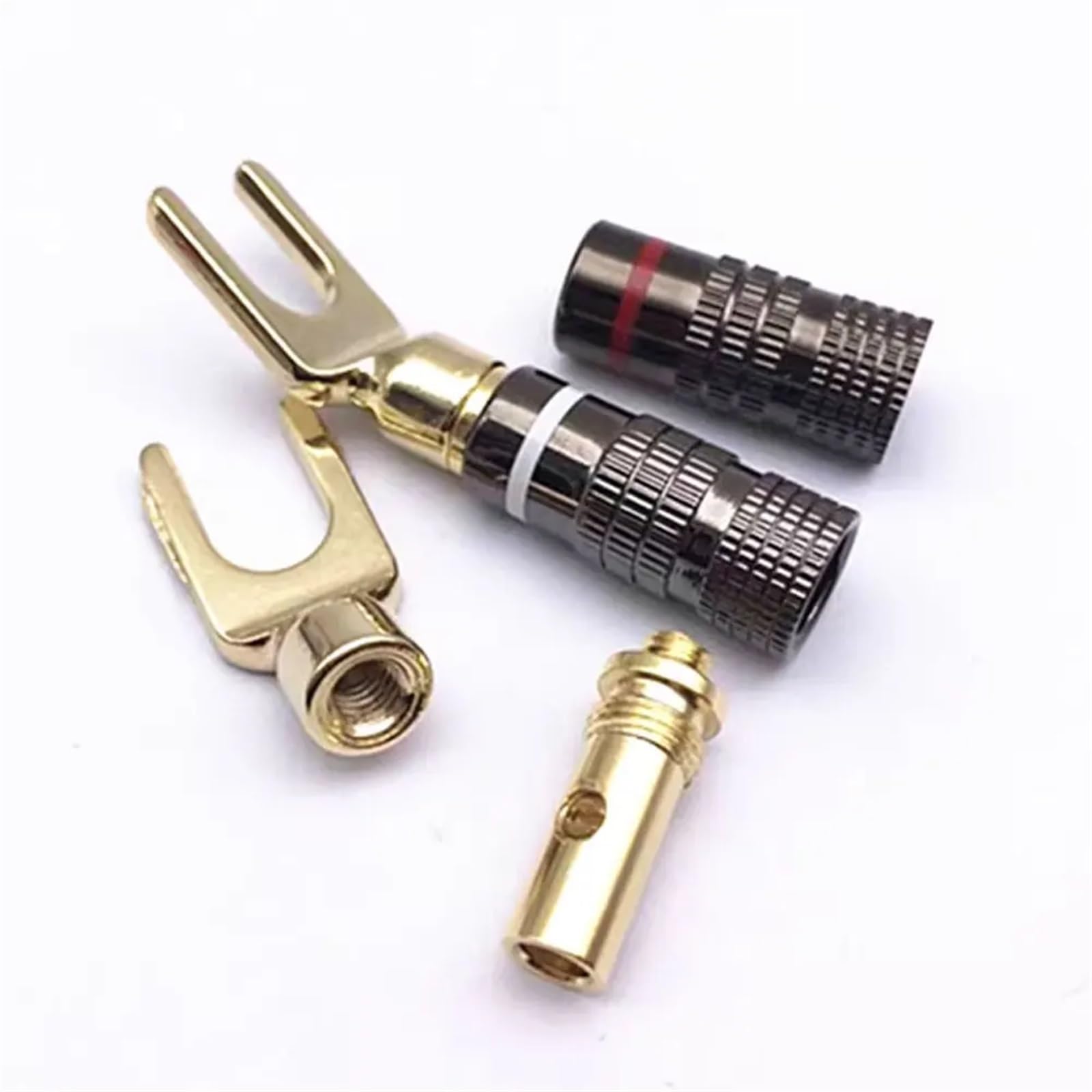 8 sztuk/partia 4 mm wtyczki bananowe głośnik/wzmacniacz złącza kablowe widełkowy widelec typu Y bananowy przewód głośnikowy zacisk audio