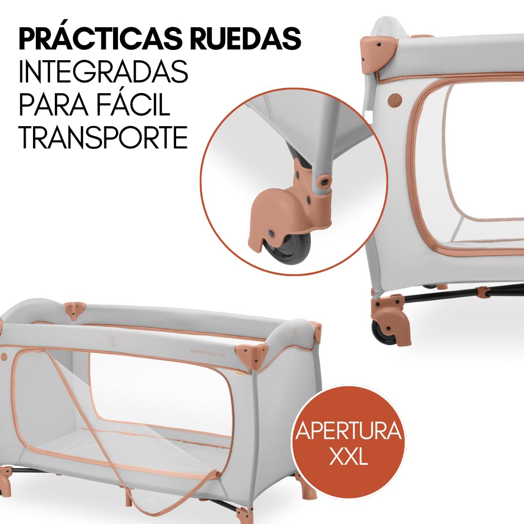 hauck Sleep N Play Go Plus XXL Cuna de Viaje Completa | Parque Infantil Bebé con Colchón - Bajera - Mosquitera y Protector para Colchones Impermeable – Cama Plegable con Ruedas