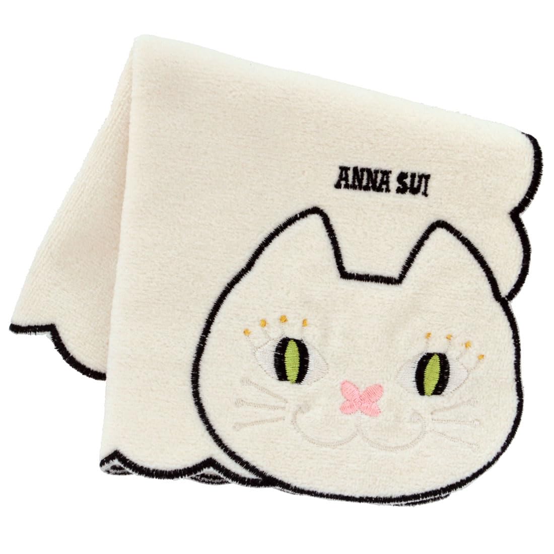 Amazon｜ANNA SUI (アナスイ) タオルハンカチ (ネコ刺繍) 猫 猫柄