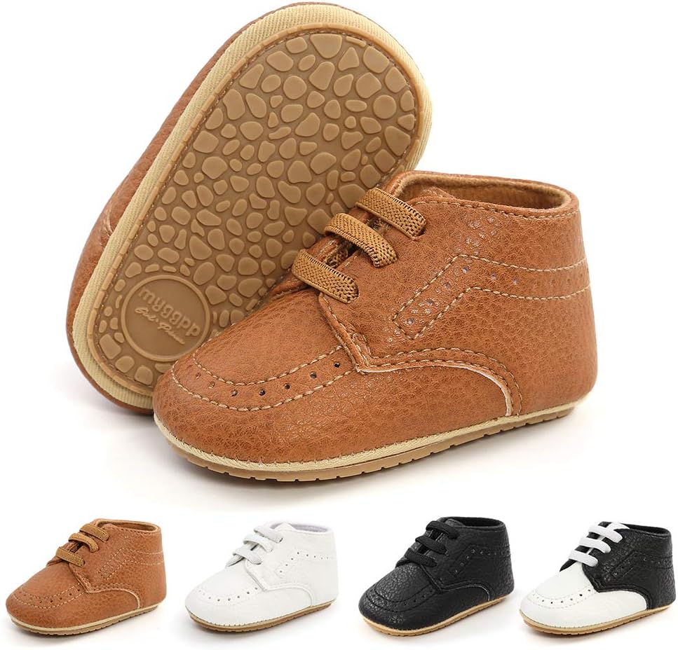 MeckiorInfant Baby Boys Girls Classic PU Leather Wedding Loafers Brogue Toddler Oxford Dress Shoes First Steps Walking Flat Lazy Crib Shoe