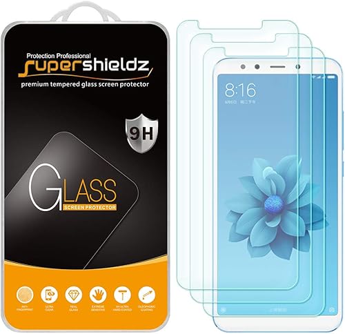 Supershieldz - Protector de pantalla de vidrio templado para Xiaomi Mi A2 y Mi 6X, antiarañazos, sin burbujas