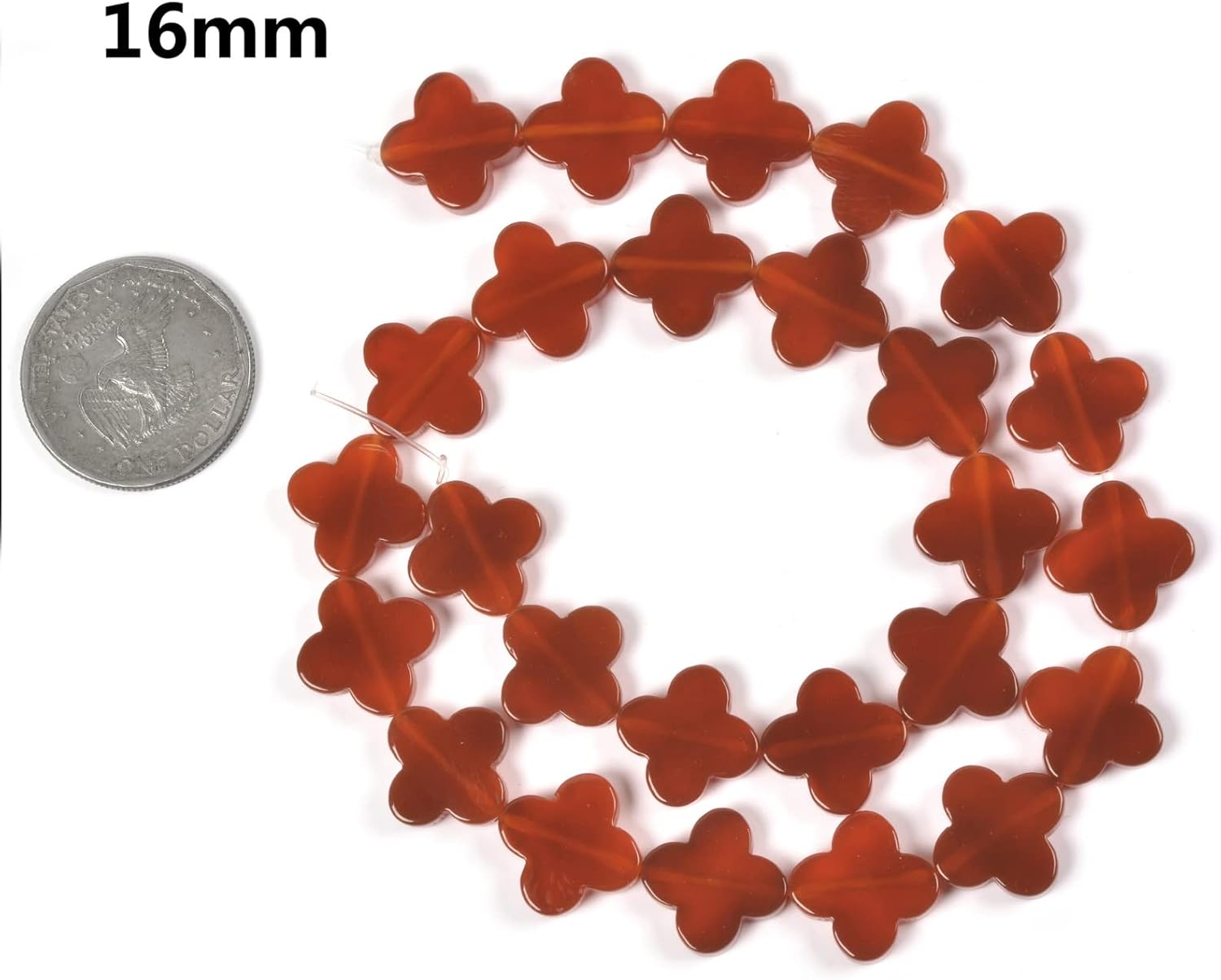 16mm Red Agate Four Leaf Clover Gemstome Loose Beads DIY Jewelry Making Beads 15 Inch - Image 2