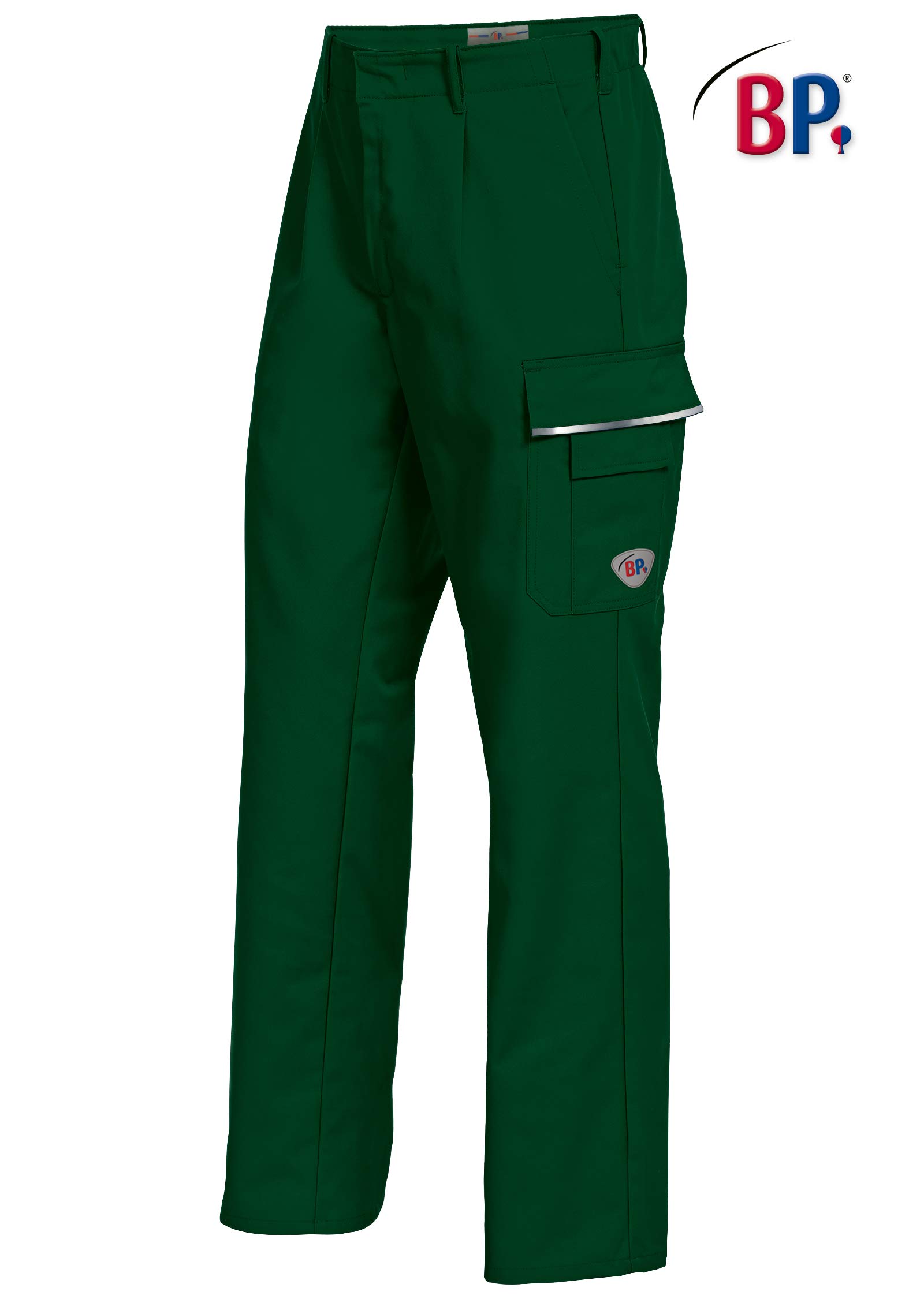 BP 1605-559-74-46n, Work trousers, with elasticated back 245,00 g/m², fabric blend mid green, 31/32n