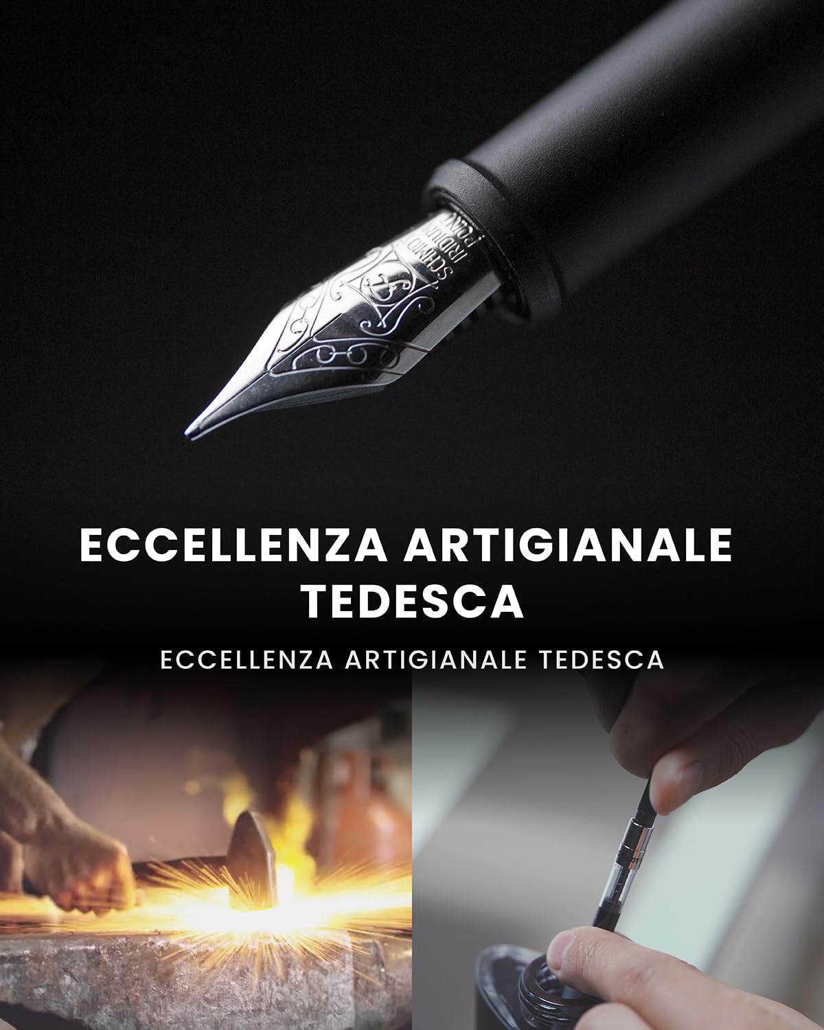 novium Hoverpen Future - Penna fluttuante 2 in 1 stilografica e roller, levitazione magnetica, design ispirato allo spazio, decorazione da scrivania, idea regalo di lusso, Deep Black