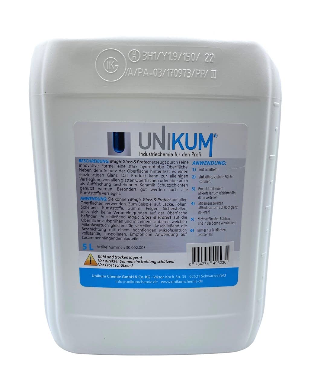 Unikum OPTIMUS SHINE Sprühglanzversiegelung SET 5 Liter + 1 Liter Sprühflasche