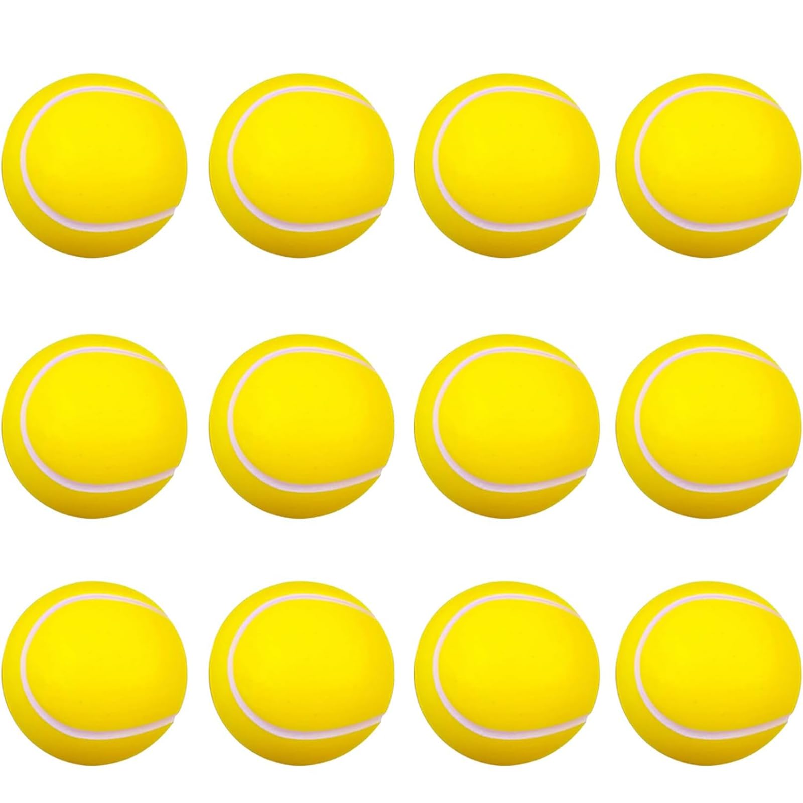 WQorphix 12Pcs Foam Ball, Soft Tennis Balls for Kids, 6cm Diameter,Indoor and Outdoor Play, Yellow Rubber Foam Tennis Balls for Pets and Training