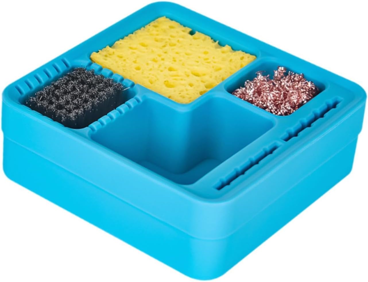 Tin Dross Collection Box Solder Tip Cleaner Silicone Tin Holder Storage Case Tray for Soldering Iron Welding- Blue