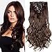 Produktbild Clip in Extensions wie Echthaar günstig Haarteile 8 Tresssen 18 Clips für komplette Haarverlängerung Gewellt Haarextensions 24"(60cm)-140g Mittelbraun