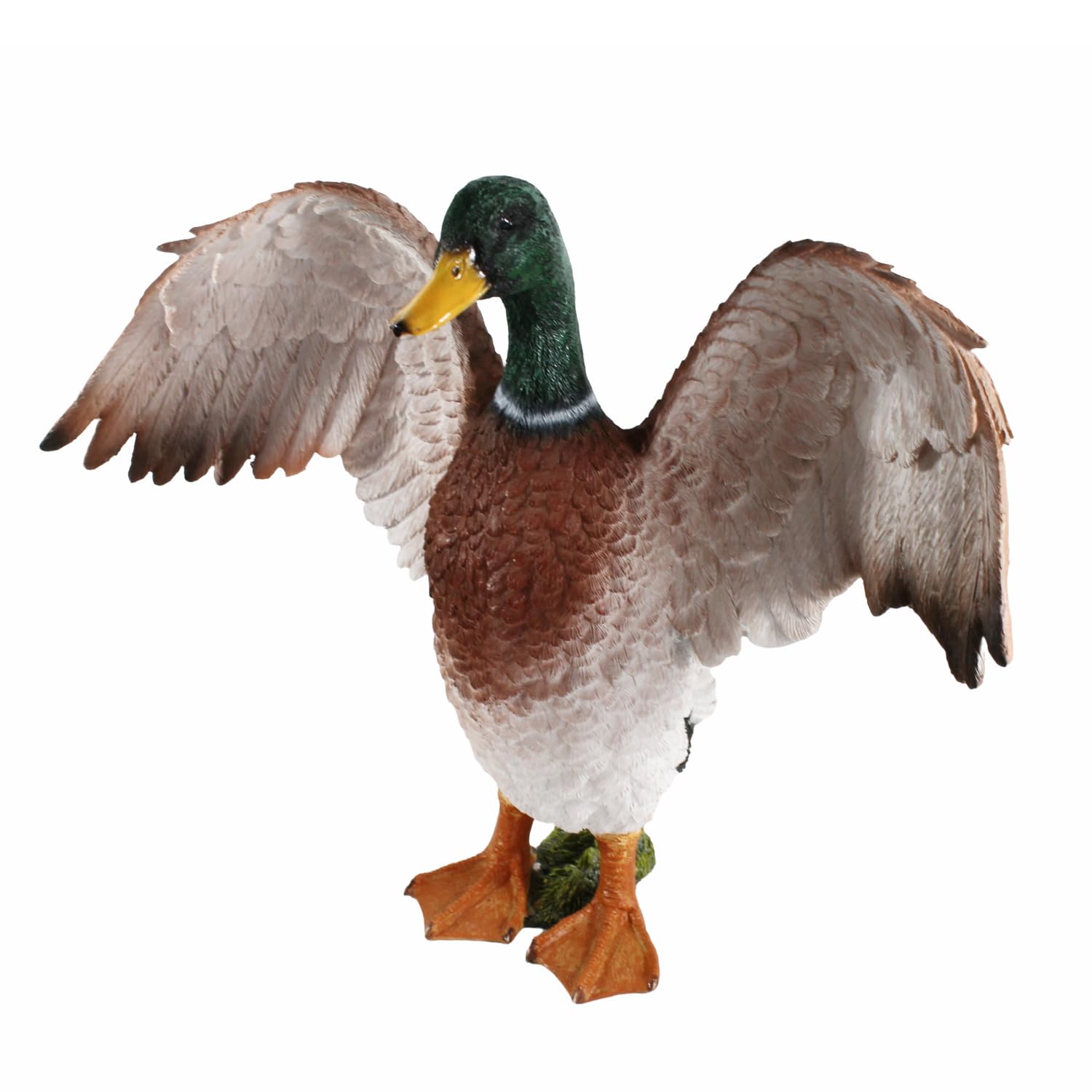 colourliving Enten Figur XL Deko Ente Groß, lebensecht und handbemalt, mit geöffneten Flügeln Deko Enten für den Garten oder Gartenteich