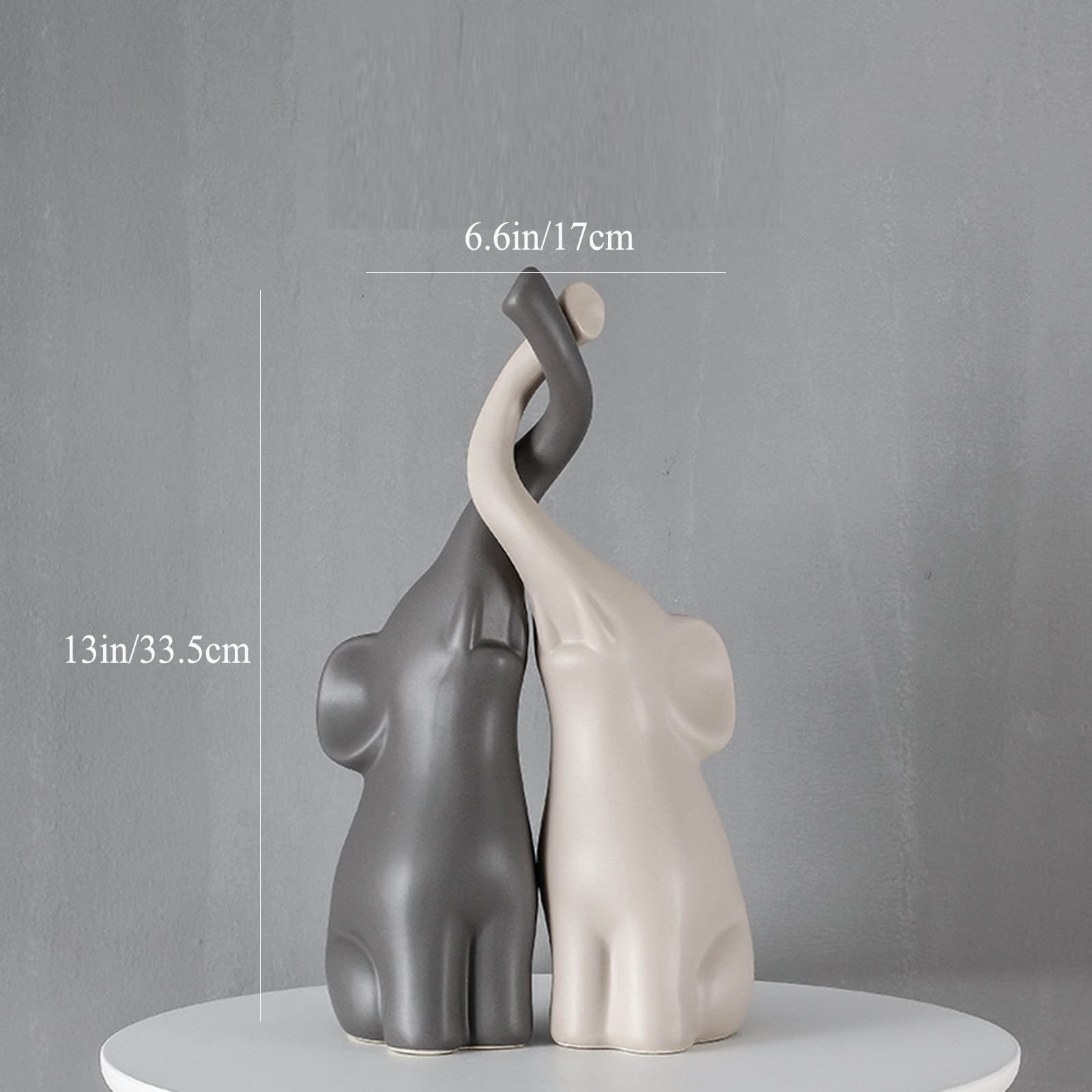 Statua di Animali in Ceramica Moderna, Scultura di Elefante Bianco E Nero Decorazione Creativa Ornamento Animale Utilizzato per La Decorazione Domestica, Elefante Gemello,L