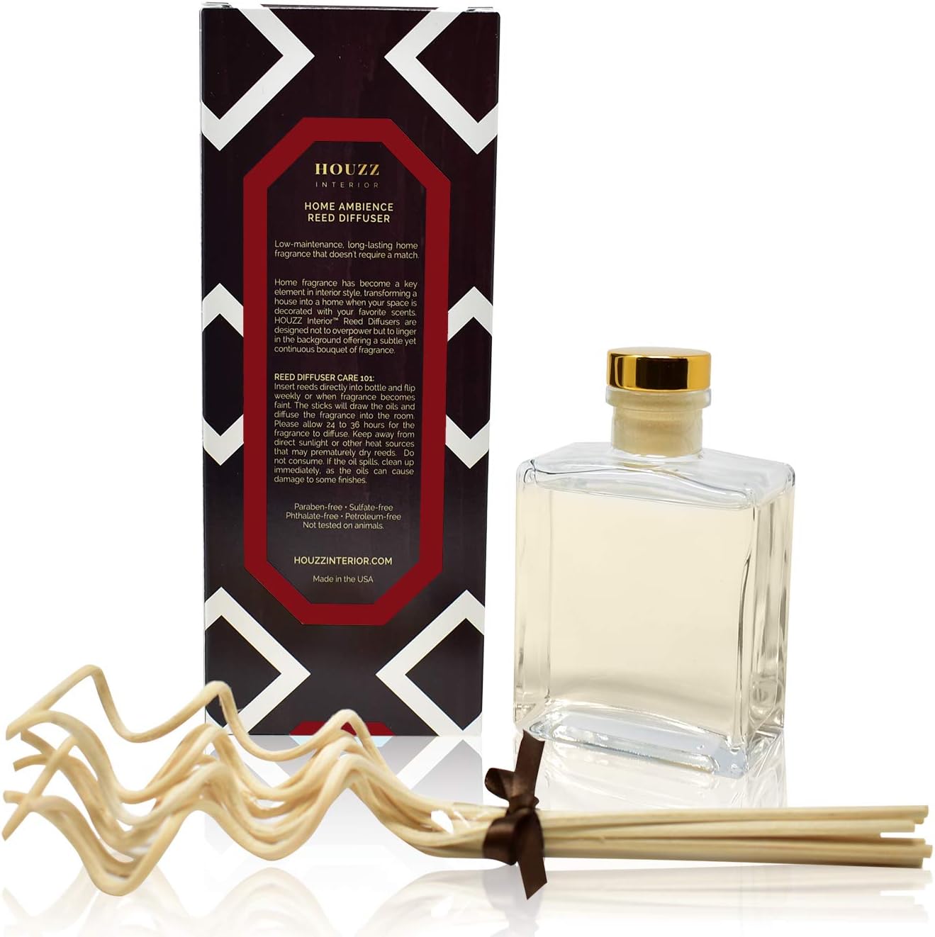 HOUZZ Interior Grapefruit and Orange Blossom Reed Diffuser Sticks Room Fragrance – Orange Flower, Grapefruit & Vanilla – Made with Natural Essential Oils – No Sulfates or Parabens – Made in The USA