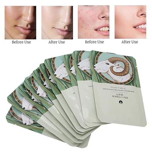 Miniatura 2 de Leche de cabra, cara hidratante, 10 unidades de mascarillas hidratantes de cabra facial, extracto de planta facial hidratante para máscaras