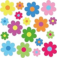 Whaline 54Pcs Flower Cut-Outs: Colorful Glittery Floral Bulletin Board Decor, 5.9" & 3.1" Paper Flowers for Back to School Classroom DIY Crafts