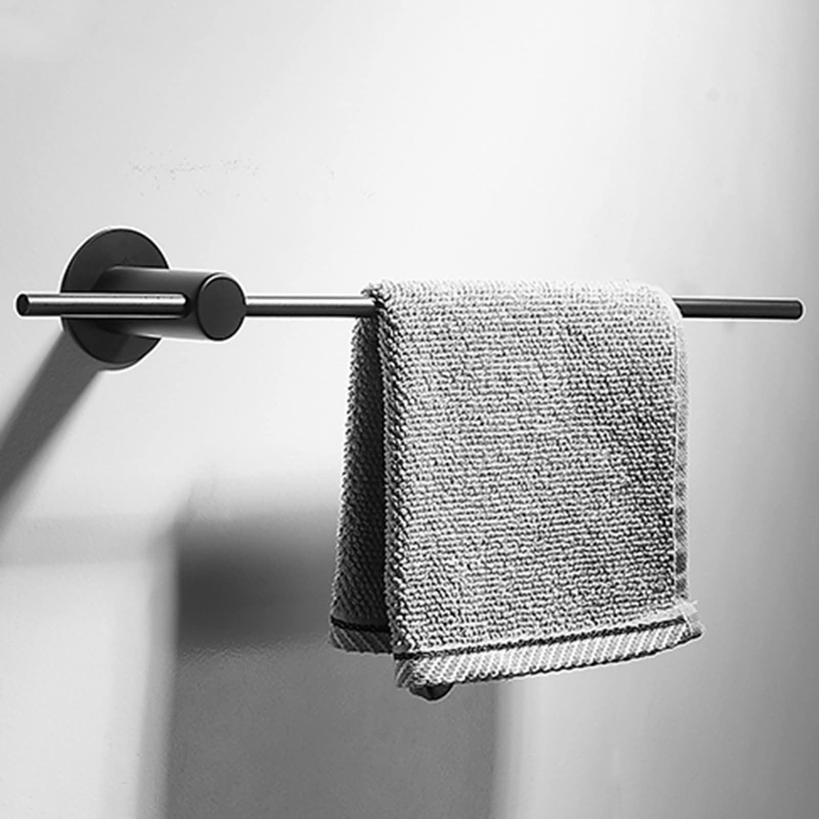 Toallero para baño Toallero de Acero inoxidable sin taladro Toallero Montado en la pared Autoadhesivo Ajuste izquierdo y derecho para baño Cocina, Negro, 40 cm