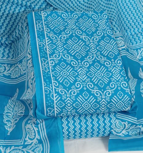 Image of DRAVINAM Trends Women's Premium Cambric Cotton Jaipuri Printed Unstitched Salwar Suit Dress Material with Mulmul Cotton Dupatta