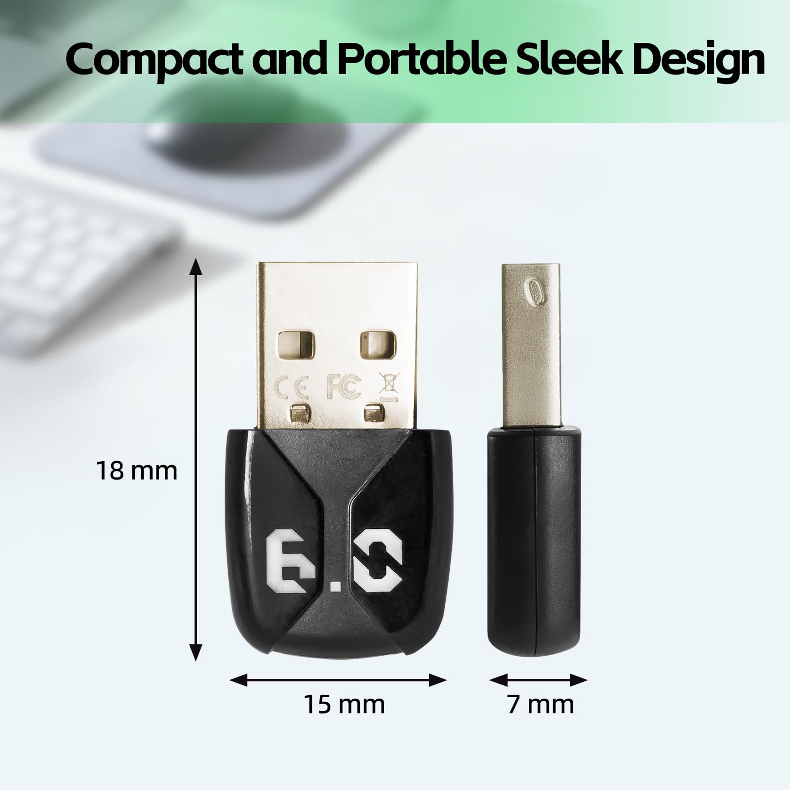 Adaptateur Bluetooth USB 6.0 pour PC, Dongle Bluetooth Windows 11/10/8.1
