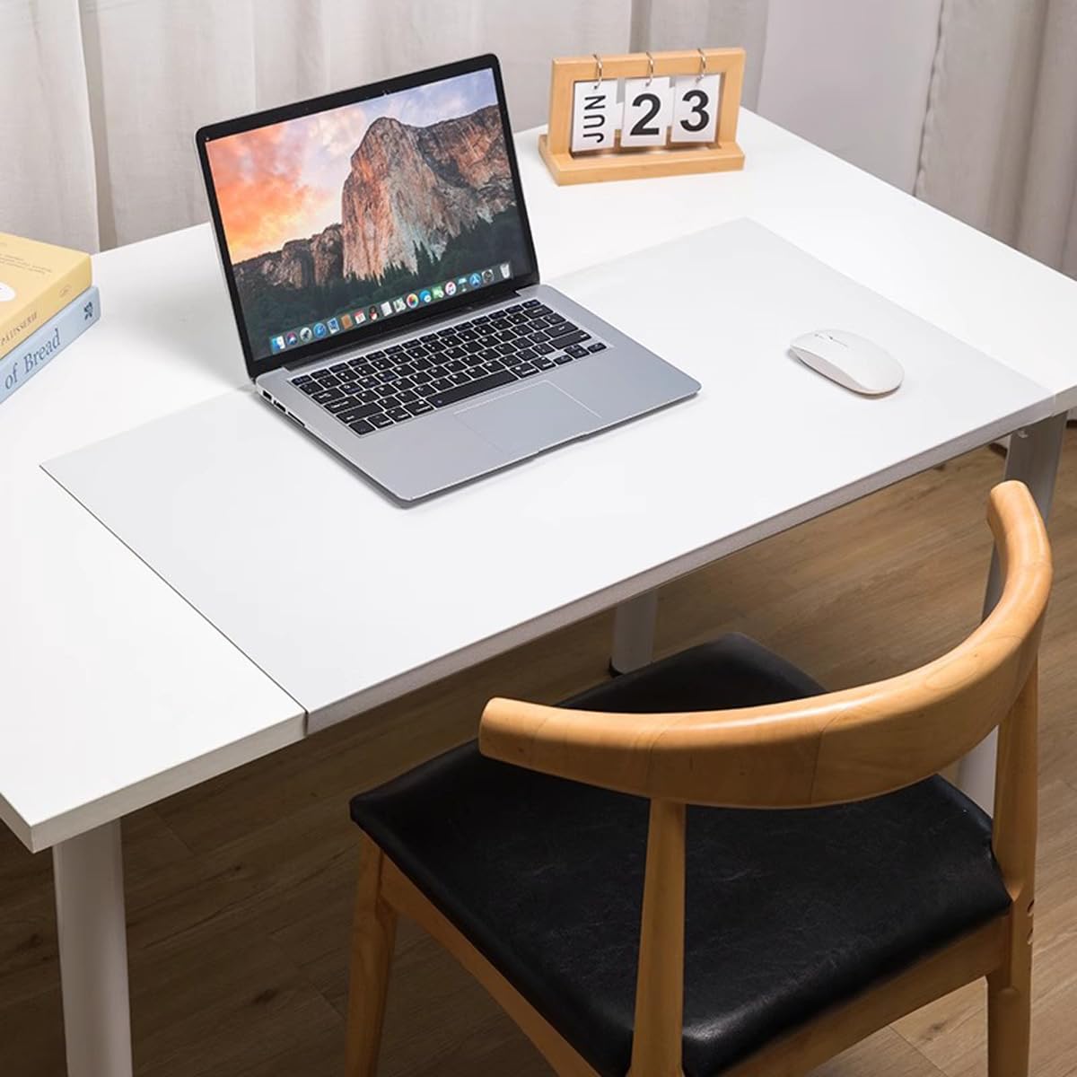 Large Leather Desk Pad with Edge Protection, Non-Slip Waterproof Desk Mat for Writing Work Game, Smooth Extended Laptop Mouse Keyboard Pads (White,100x50cm)