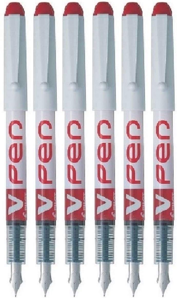 Pilot Stylo plume jetable V Rouge moyen d'encre liquide en lot de 6 pièces