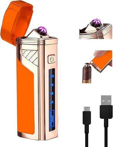 Encendedor eléctrico de triple arco a prueba de viento, encendedor de plasma sin llama, encendedor USB recargable, abridor 2 en 1 con indicador