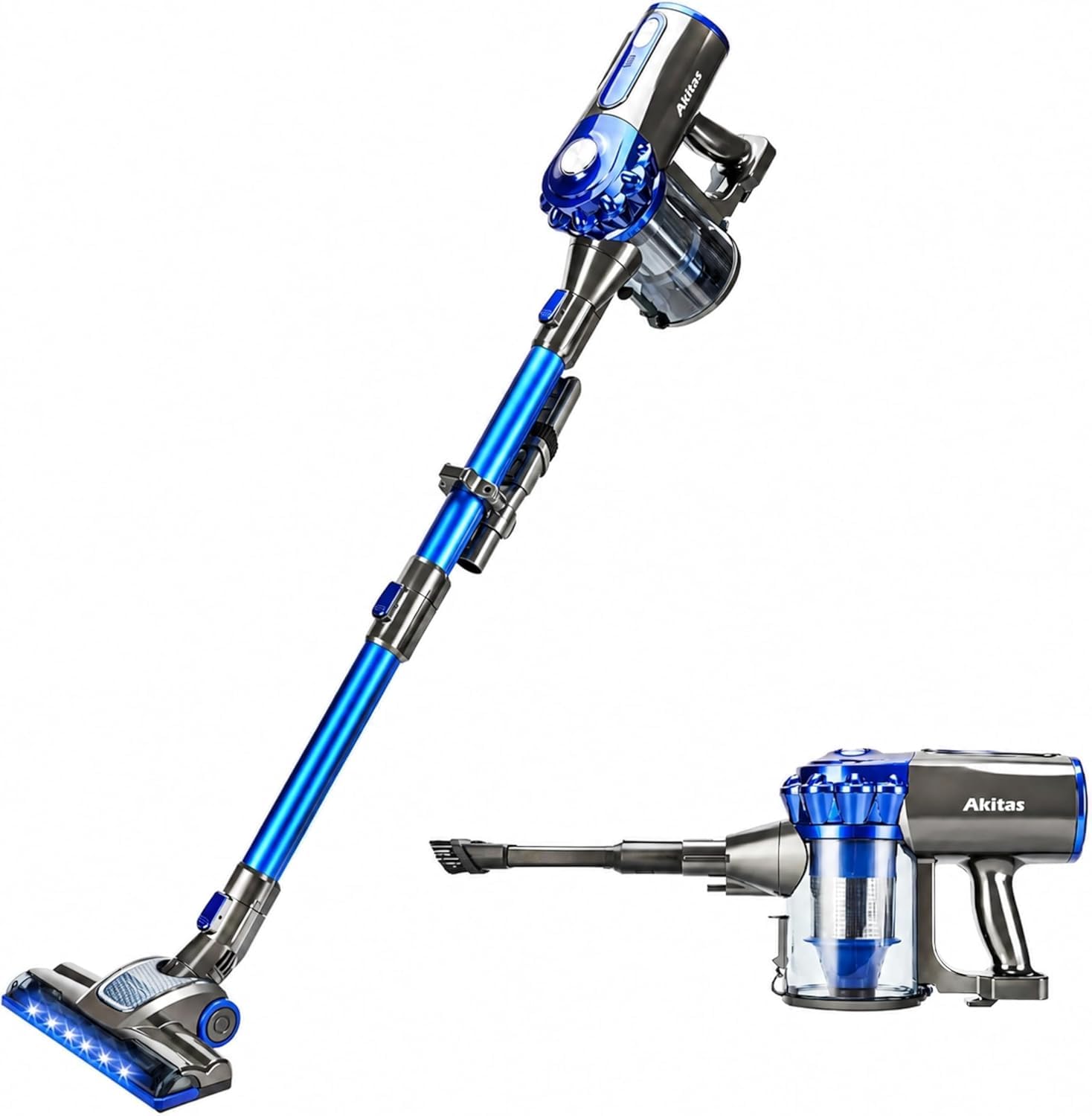 Akitas V8 3-in-1 Cordless Hoover Vacuum Cleaner Handheld & Upright Lightweight 22.2 V 150 W, Rechargeable Lithium Battery for Floors Carpets and Pet Hair