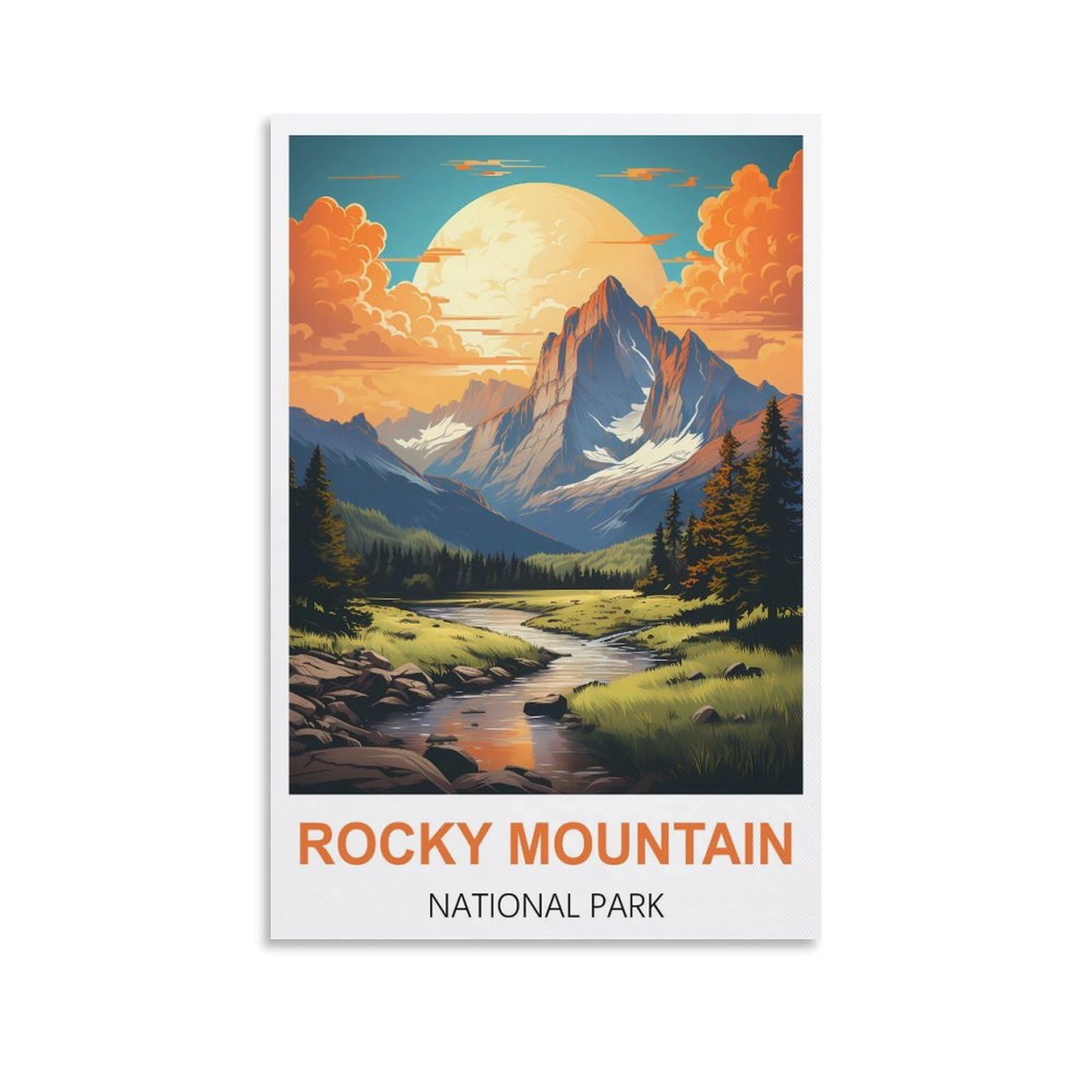 Vintage Metal Tin Sign for Cafe Rocky Mountain National Parks Vintage Signs Home Kitchen Rustic Travel Metal Signs Wall Art Decor 30x30cm
