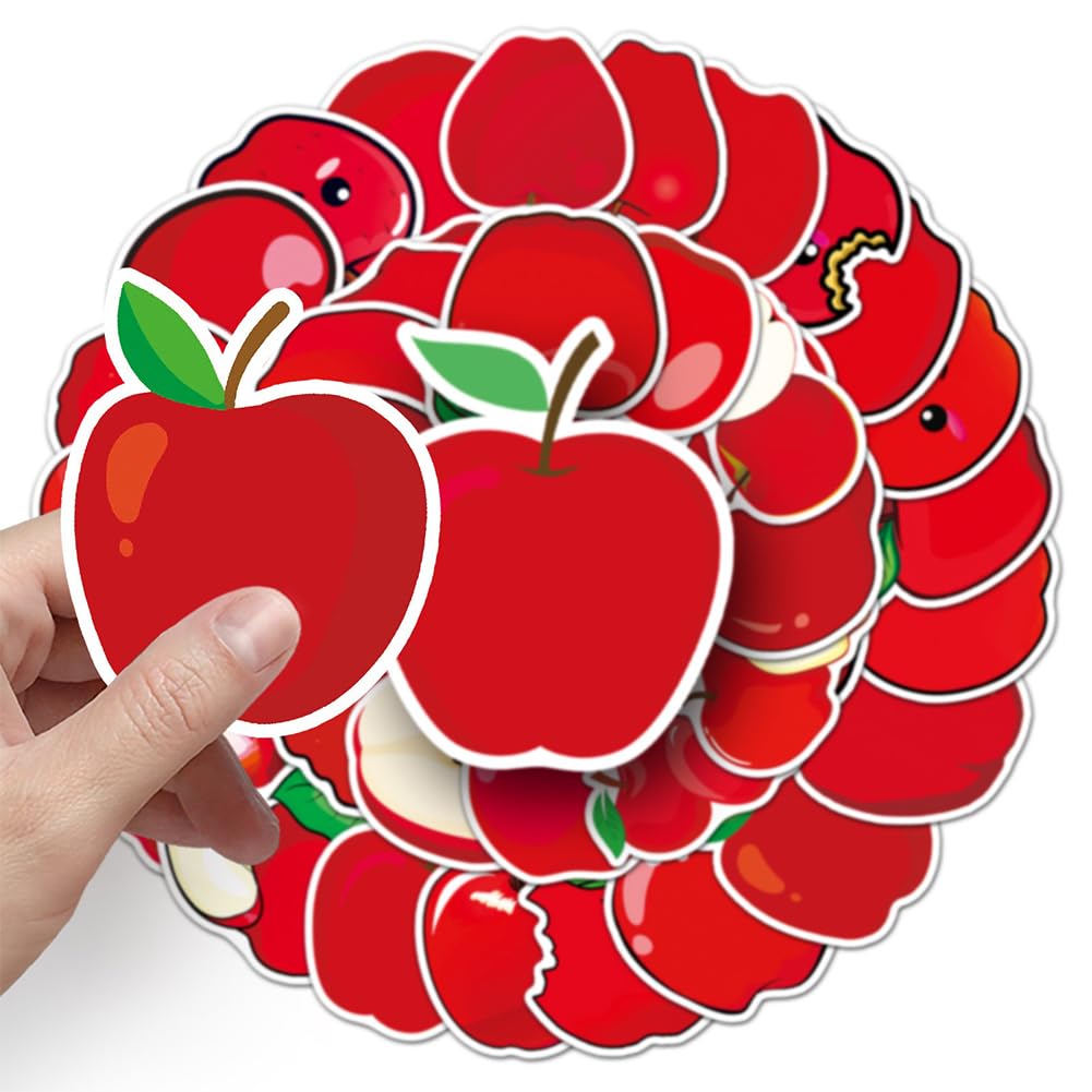 Adesivi Apple |50 adesivi in vinile impermeabili a forma di mela per bottiglie d'acqua, biciclette, laptop, frigoriferi, bagagli, computer, cellulare, skateboard, bici