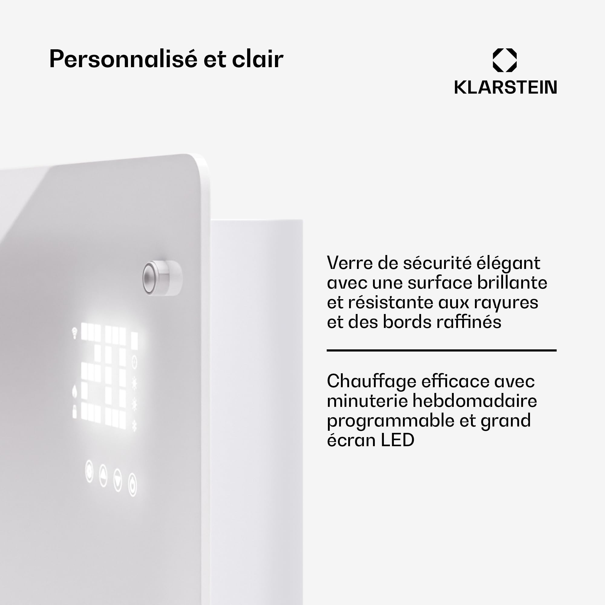 Klarstein Radiateur Electrique à Convection, Faible Consommation d'Energie, Chauffage Electrique d'Intérieur de 1500W avec Thermostat, Chauffage Mural et Portable, Chauffage d'Appoint, Radiateurs