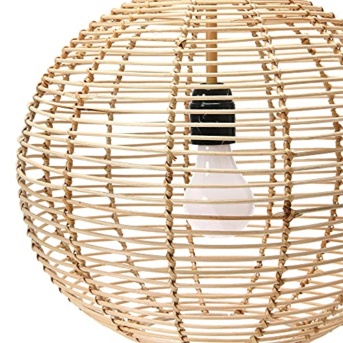 Modern Boho Handwoven Globe Rattan Pendant Light; Coastal Kitchen Lighting, Natural - Image 4