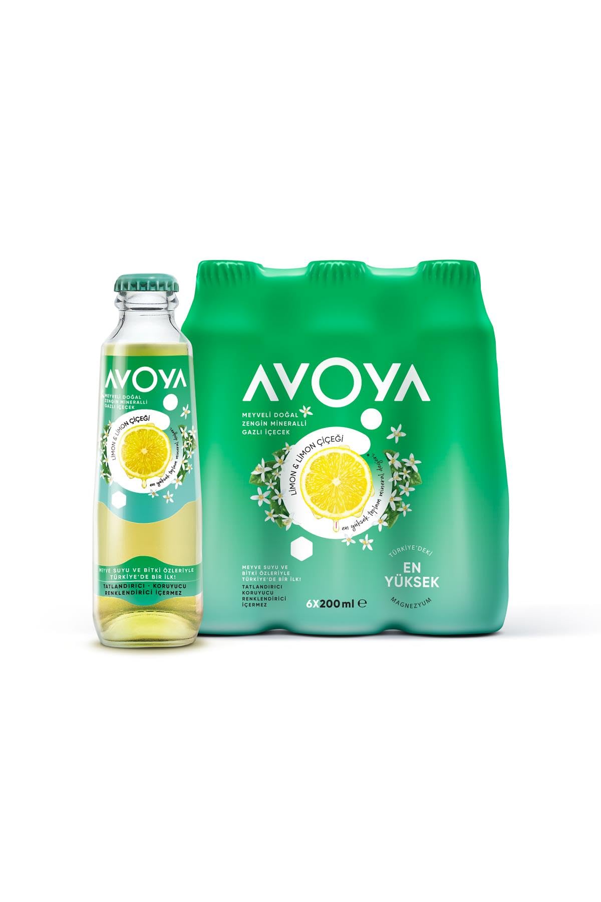 Avoya Meyveli Limon & Limon Çiçeği Doğal Zengin Mineralli Gazlı İçecek 6 x 200 ml