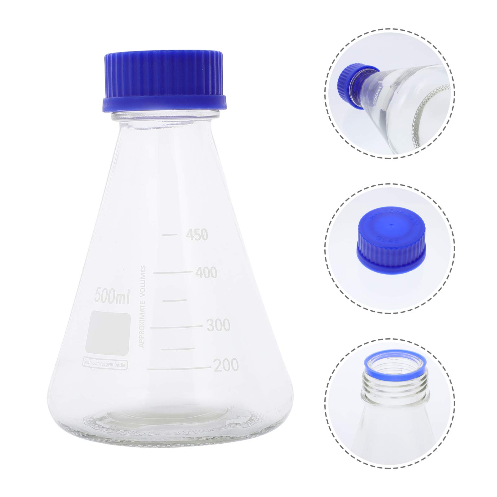 2 uds matraz Erlenmeyer 500ml científico boca estrecha matraz Erlenmeyer vidrio suministro para experimentos