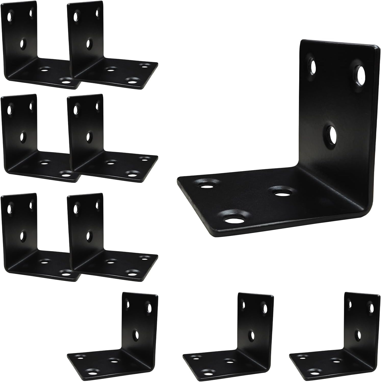 10 Pack 40mm x 40mm L Right Angle Brackets with Slot, 2 MM Thickness Black Stainless Steel Brackets for Wooden Furniture Timber, Heavy Duty Wide Corner Metal Brace 90Degree Shape Bracket