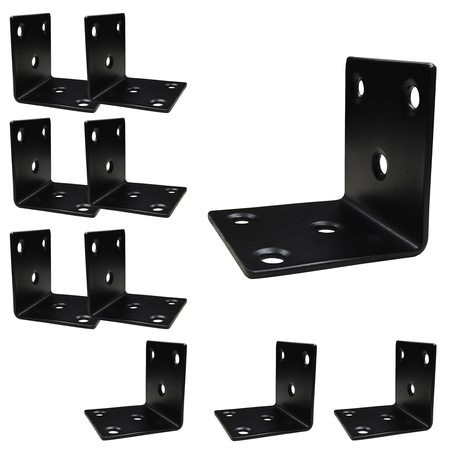 10 Pack 40mm x 40mm L Right Angle Brackets with Slot, 2 MM Thickness Black Stainless Steel Brackets for Wooden Furniture Timber, Heavy Duty Wide Corner Metal Brace 90Degree Shape Bracket