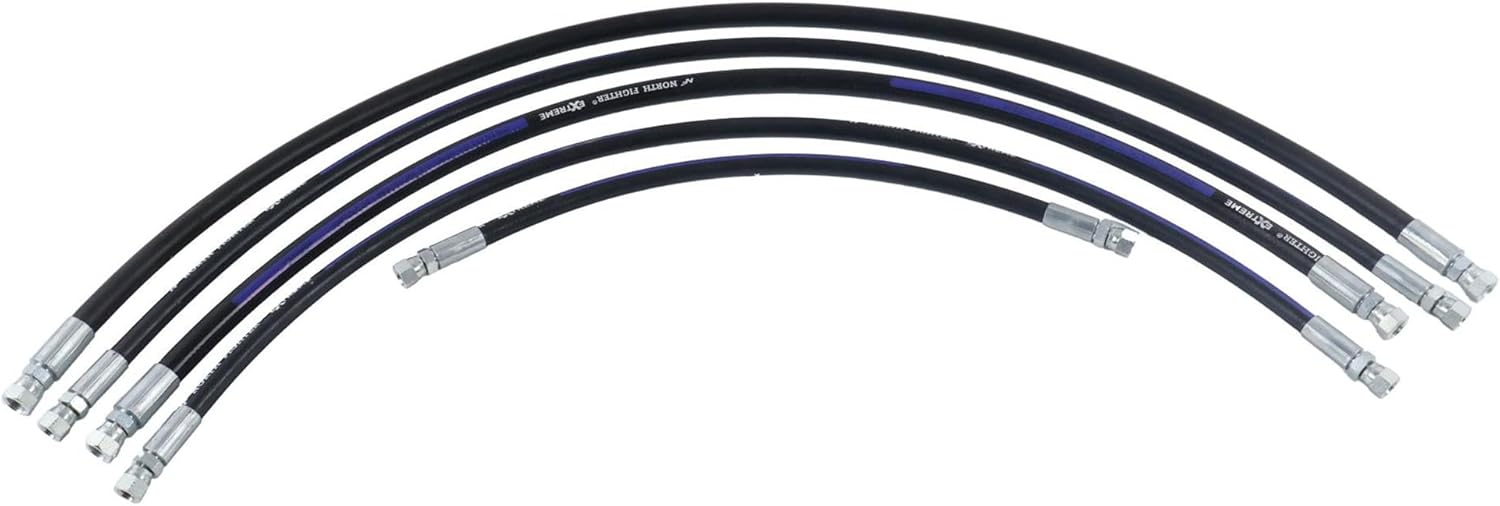 JEENDA 5PCS Snow Plow Hose Kit 1/4x18" 1/4x36" 1/4x42" 3/8x38" 3/8x45" Compatible with Western MVP3 Hydraulic Hoses