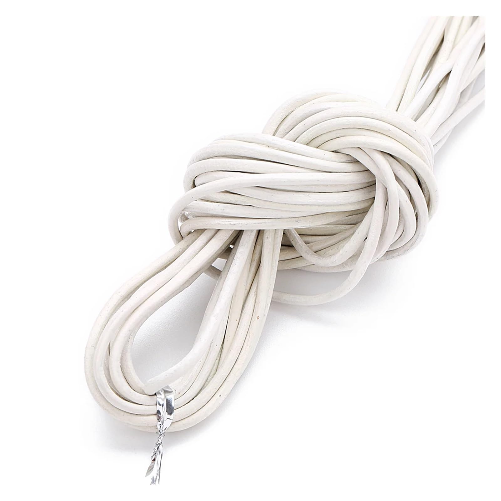 Jfnklfg White Leather Cord 10Yards 1/1.5/2 Genuine Leather Cord Colorful Round Rope String For Ornament Making Diy Crafts Handmade Clothing Accesso(,Diameter 1Mm)