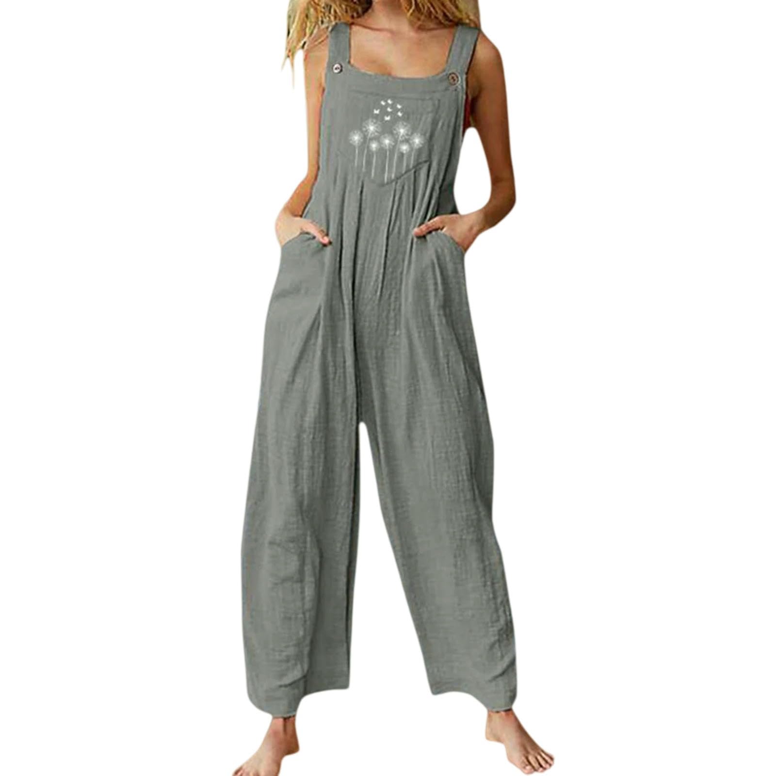 Mono De Verano Mono Holgado Informal De Verano para Mujer con Estampado Floral.
