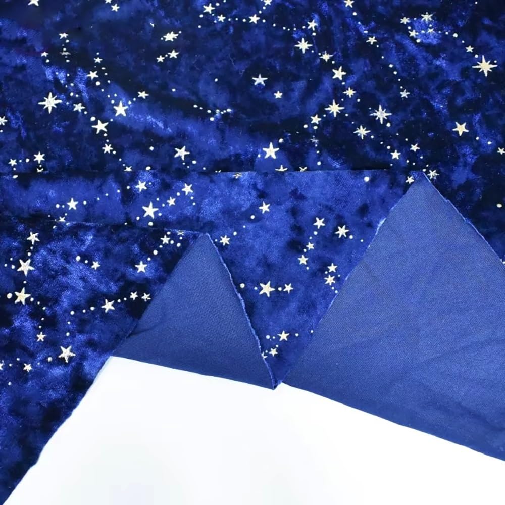 Tela De Terciopelo De Poliéster Y Elastano - 78,74x62,99 Pulgadas, Estampado De Estrellas, Tejido De Punto Tricot Elástico Y Resistente Al Deshilachado For Vestidos Y Manualidades(Beige)