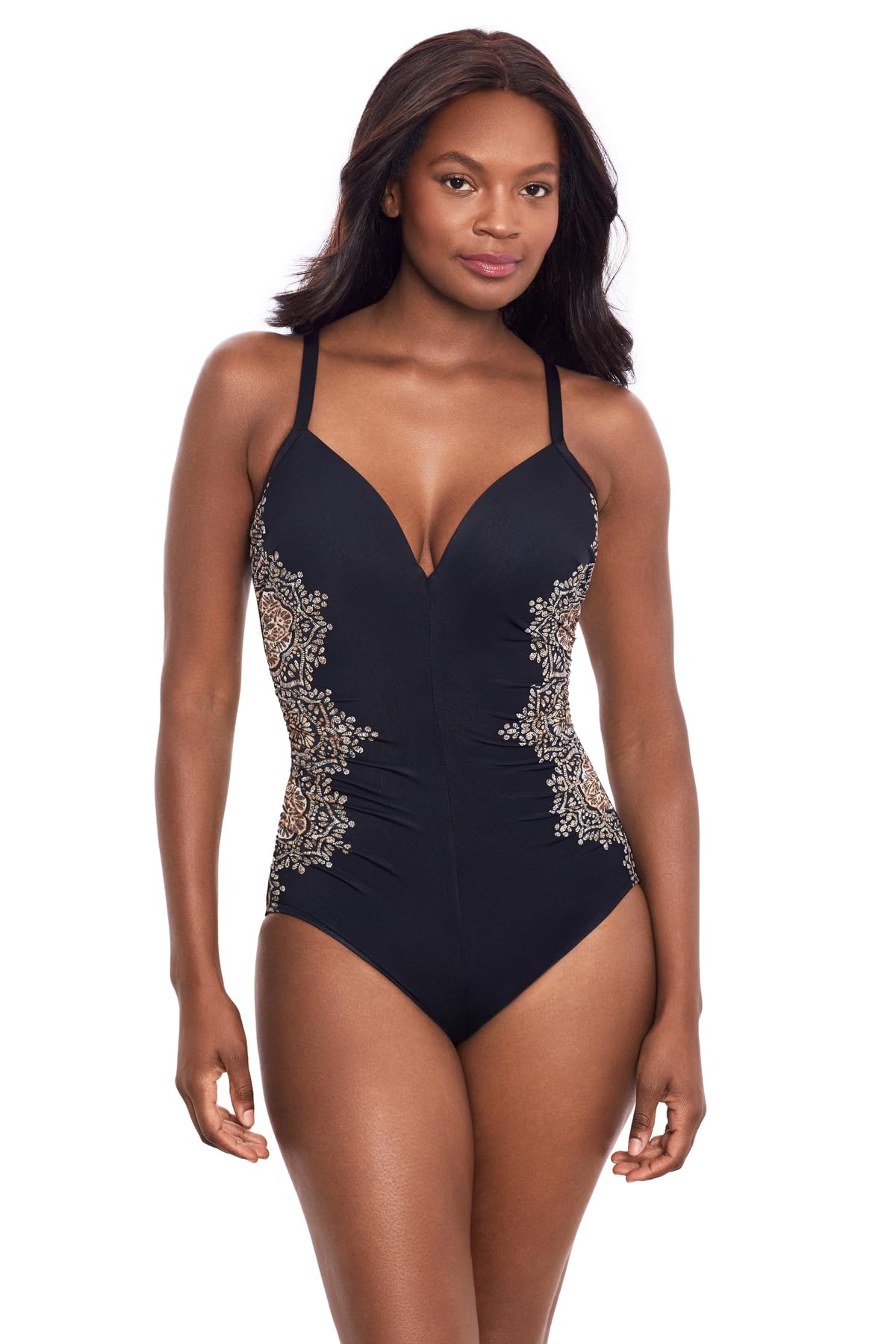 Miraclesuit Womens Swimwear Tummy Control Slimming Temptation Underwire Bra One Piece Swimsuit