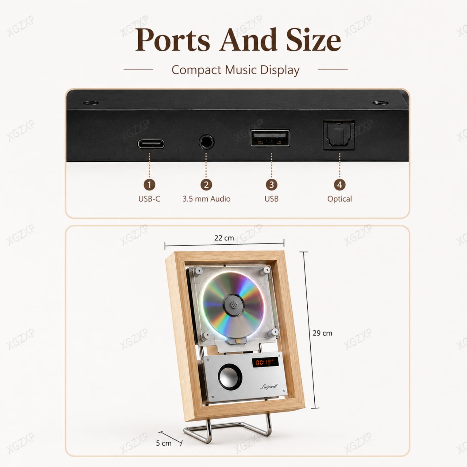 Reproductor De CD con Diseño De Marco De Fotos para Montaje En Pared, Marco Decorativo con Mando A Distancia, Sonido De Alta Fidelidad (hi-fi) Y Bluetooth; para La Wood