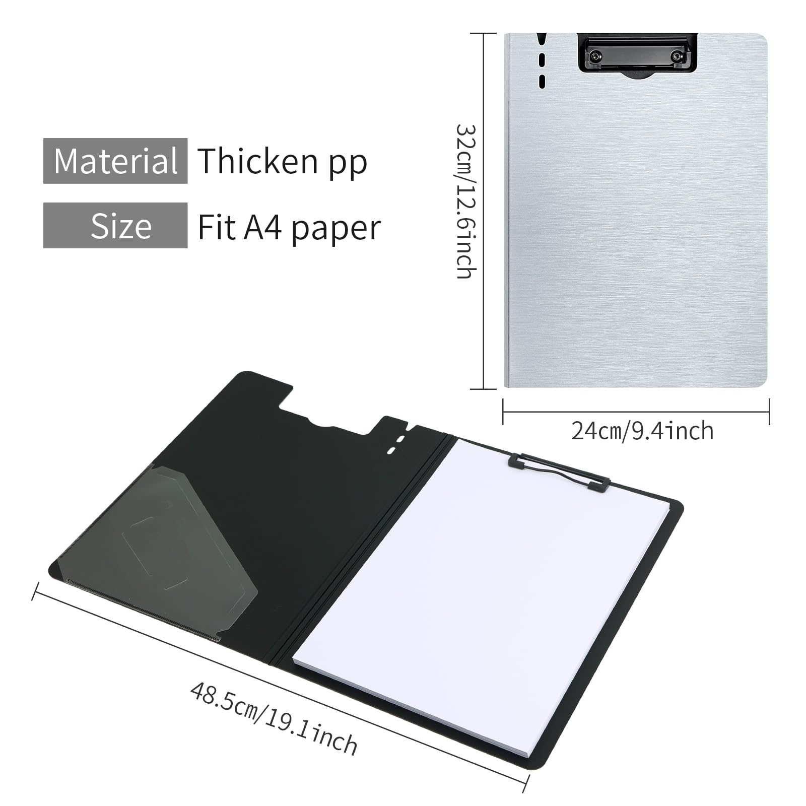 A4 Portapapeles con Pinza,5 Piezas Portapapeles con Tapa(Gris) | A4 Clipboards Tablero de Escritura