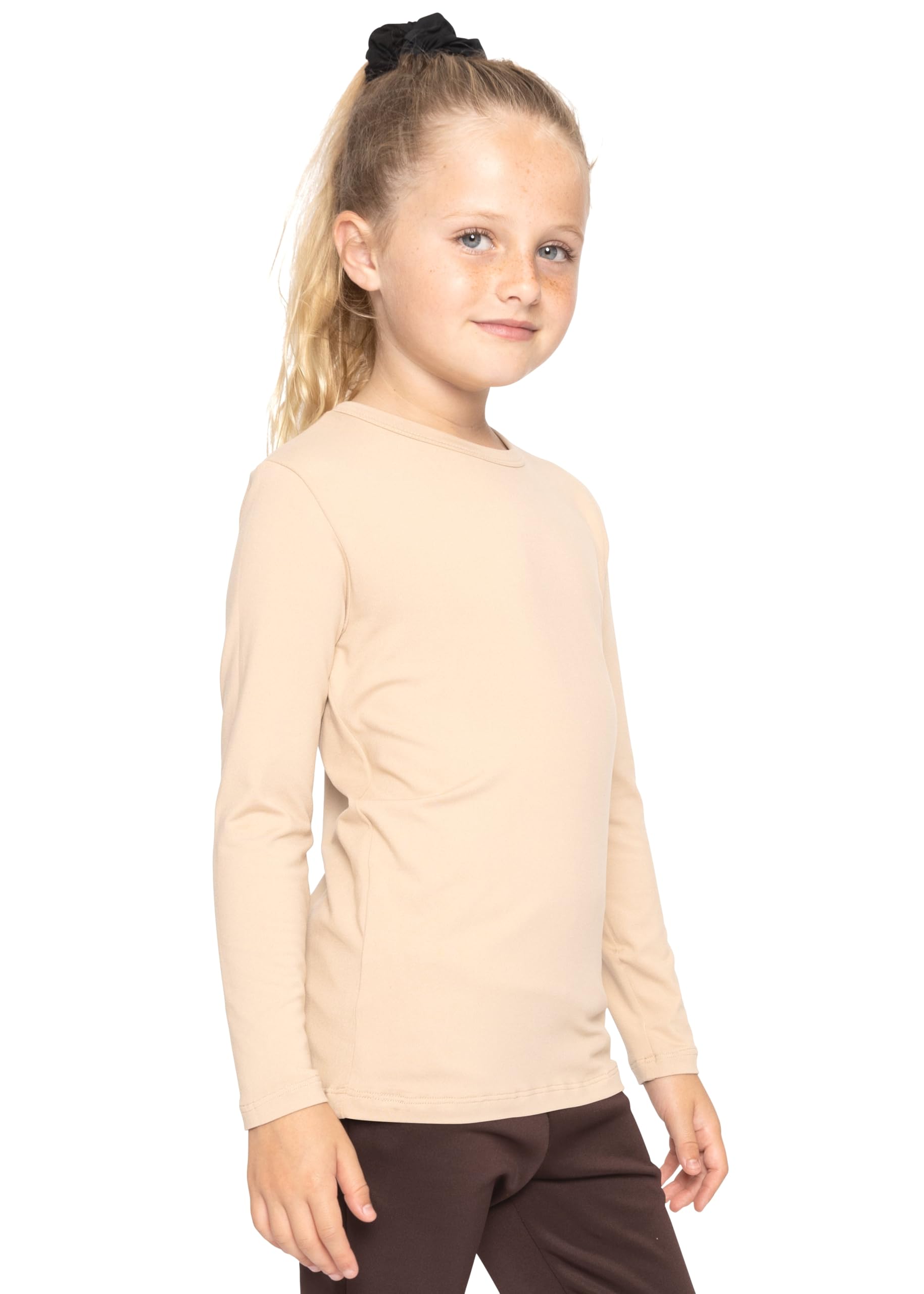 Shirts for Girls Long Sleeve Crew Neck Top, Hoodie or 3/4 Sleeve Soft Stretch Kids Lightweight Size 2-16