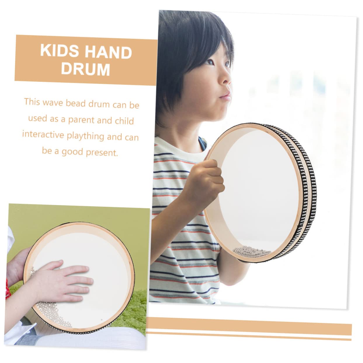 BESPORTBLE 4pcs Wave Bead Drum Ocean Sound Drum Musical Percussion Instrument for Interactive Plaything Safe and Smooth Surface present for Parent Bonding