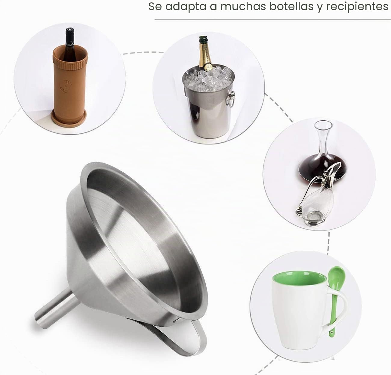 HAUSPROFI Embudo de Acero Inoxidable de 5 Pulgadas y Filtros de 200 Malla Jam para la Transferencia de Ingredientes líquidos