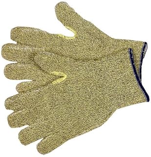 MCR Safety 9435KML Kevlar Terrycloth Cotton Regular Weight Gloves with Continuous Knit Wrist and Reinforced Thumb Crotch, Yellow/Brown, Large